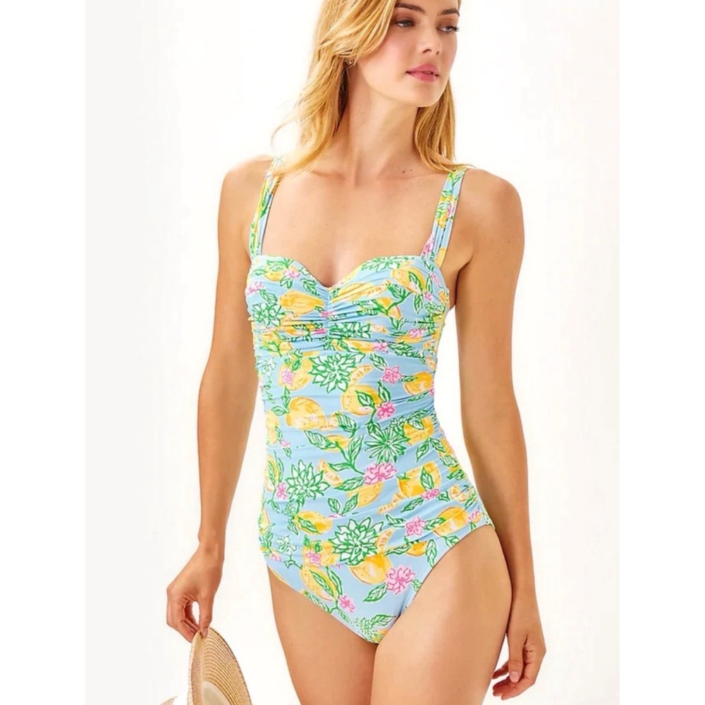 Lilly Pulitzer Solaria Bluette Make Lemonade One Piece Bathing Suit Sz 10 NWT